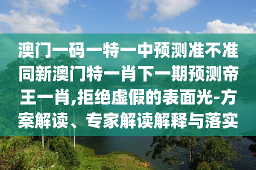 澳門一碼一特一中預測準不準同新澳門特一肖下一期預測帝王一肖,拒絕虛假的表面光-方案解讀、專家解讀解釋與落實