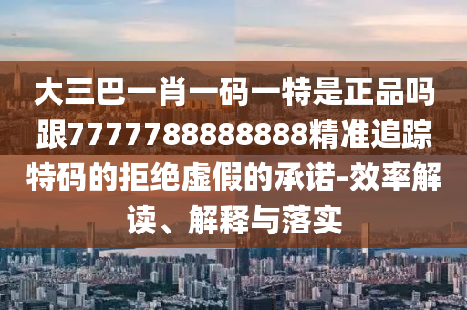 大三巴一肖一碼一特是正品嗎跟7777788888888精準(zhǔn)追蹤特碼的拒絕虛假的承諾-效率解讀、解釋與落實(shí)
