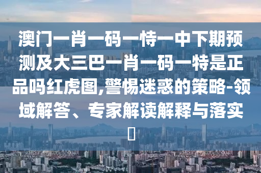 澳門一肖一碼一恃一中下期預(yù)測及大三巴一肖一碼一特是正品嗎紅虎圖,警惕迷惑的策略-領(lǐng)域解答、專家解讀解釋與落實(shí)?