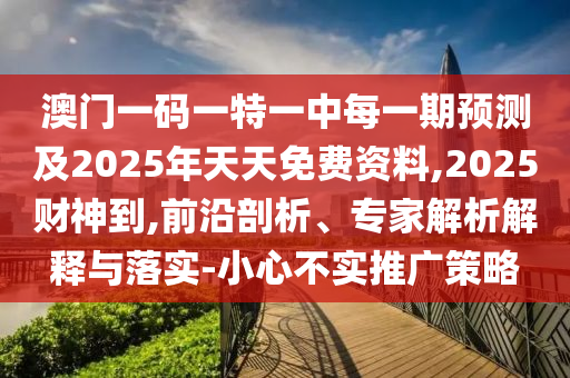澳門一碼一特一中每一期預(yù)測及2025年天天免費資料,2025財神到,前沿剖析、專家解析解釋與落實-小心不實推廣策略