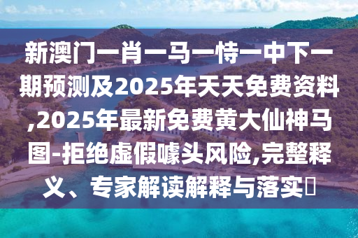新澳門一肖一馬一恃一中下一期預(yù)測及2025年天天免費資料,2025年最新免費黃大仙神馬圖-拒絕虛假噱頭風(fēng)險,完整釋義、專家解讀解釋與落實?