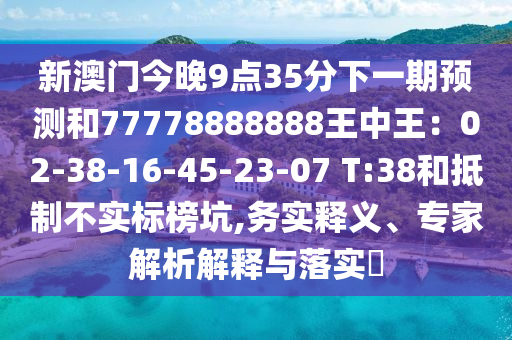 新澳門今晚9點35分下一期預(yù)測和77778888888王中王：02-38-16-45-23-07 T:38和抵制不實標榜坑,務(wù)實釋義、專家解析解釋與落實?