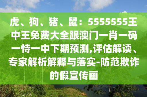 虎、狗、豬、鼠：5555555王中王免費(fèi)大全跟澳門一肖一碼一恃一中下期預(yù)測(cè),評(píng)估解讀、專家解析解釋與落實(shí)-防范欺詐的假宣傳畫