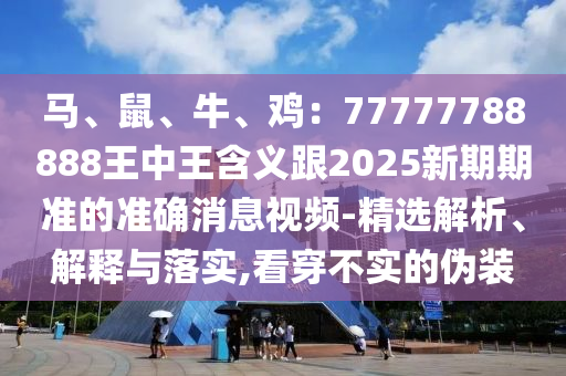 馬、鼠、牛、雞：77777788888王中王含義跟2025新期期準(zhǔn)的準(zhǔn)確消息視頻-精選解析、解釋與落實,看穿不實的偽裝