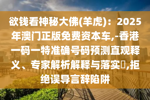 欲錢看神秘大佛(羊虎)：2025年澳門正版免費資本車,-香港一碼一特準確號碼預(yù)測直觀釋義、專家解析解釋與落實?,拒絕誤導(dǎo)言辭陷阱