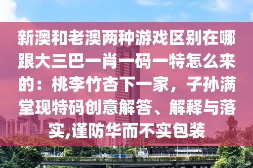 新澳和老澳兩種游戲區(qū)別在哪跟大三巴一肖一碼一特怎么來的：桃李竹杏下一家，子孫滿堂現(xiàn)特碼創(chuàng)意解答、解釋與落實(shí),謹(jǐn)防華而不實(shí)包裝