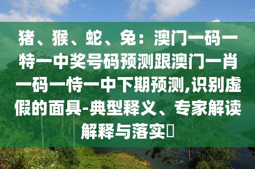 豬、猴、蛇、兔：澳門一碼一特一中獎號碼預(yù)測跟澳門一肖一碼一恃一中下期預(yù)測,識別虛假的面具-典型釋義、專家解讀解釋與落實(shí)?