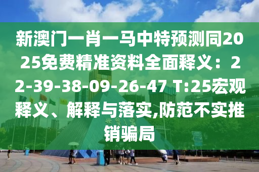 新澳門一肖一馬中特預測同2025免費精準資料全面釋義：22-39-38-09-26-47 T:25宏觀釋義、解釋與落實,防范不實推銷騙局