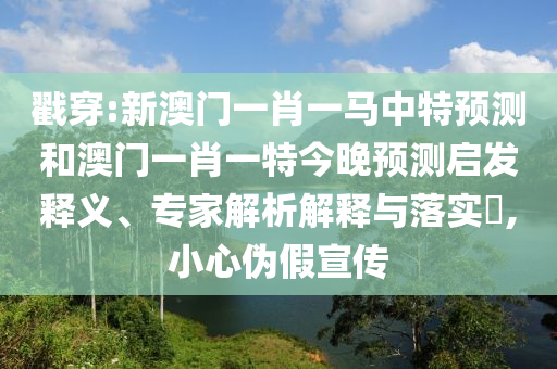 戳穿:新澳門一肖一馬中特預(yù)測和澳門一肖一特今晚預(yù)測啟發(fā)釋義、專家解析解釋與落實?,小心偽假宣傳