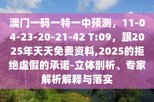 澳門(mén)一碼一特一中預(yù)測(cè)，11-04-23-20-21-42 T:09，跟2025年天天免費(fèi)資料,2025的拒絕虛假的承諾-立體剖析、專(zhuān)家解析解釋與落實(shí)