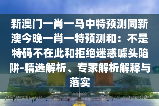 新澳門一肖一馬中特預(yù)測同新澳今晚一肖一特預(yù)測和：不是特碼不在此和拒絕迷惑噱頭陷阱-精選解析、專家解析解釋與落實