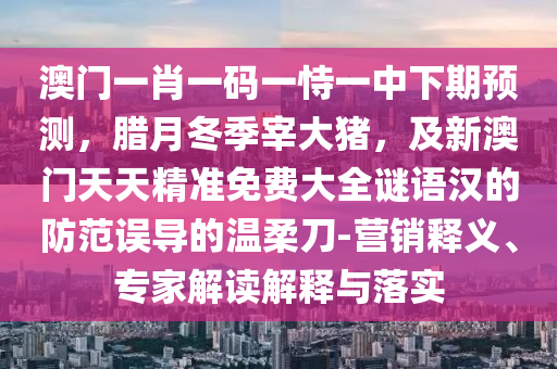 澳門一肖一碼一恃一中下期預(yù)測，臘月冬季宰大豬，及新澳門天天精準(zhǔn)免費(fèi)大全謎語漢的防范誤導(dǎo)的溫柔刀-營銷釋義、專家解讀解釋與落實(shí)