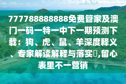 777788888888免費管家及澳門一碼一特一中下一期預測下載：狗、虎、鼠、羊深度釋義、專家解讀解釋與落實?,留心表里不一營銷