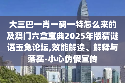 大三巴一肖一碼一特怎么來的及澳門六盒寶典2025年版猜謎語玉兔論壇,效能解讀、解釋與落實-小心偽假宣傳