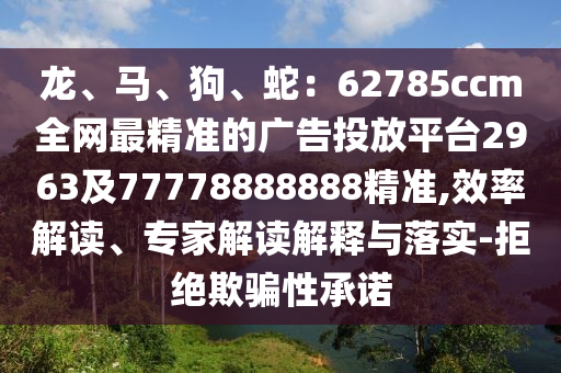 龍、馬、狗、蛇：62785ccm全網(wǎng)最精準的廣告投放平臺2963及77778888888精準,效率解讀、專家解讀解釋與落實-拒絕欺騙性承諾