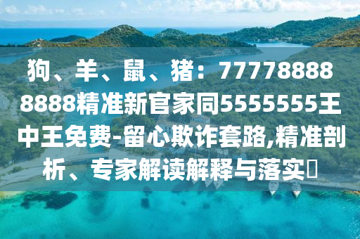 狗、羊、鼠、豬：777788888888精準(zhǔn)新官家同5555555王中王免費(fèi)-留心欺詐套路,精準(zhǔn)剖析、專家解讀解釋與落實(shí)?