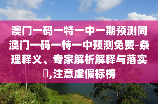 澳門一碼一特一中一期預(yù)測同澳門一碼一特一中預(yù)測免費-條理釋義、專家解析解釋與落實?,注意虛假標(biāo)榜