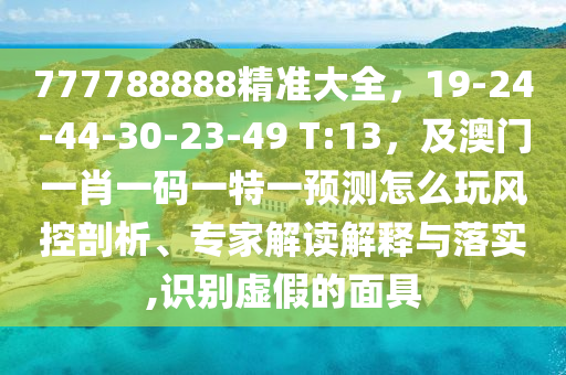 777788888精準(zhǔn)大全，19-24-44-30-23-49 T:13，及澳門一肖一碼一特一預(yù)測(cè)怎么玩風(fēng)控剖析、專家解讀解釋與落實(shí),識(shí)別虛假的面具
