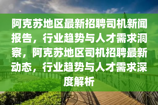 阿克蘇地區(qū)最新招聘司機(jī)新聞報告，行業(yè)趨勢與人才需求洞察，阿克蘇地區(qū)司機(jī)招聘最新動態(tài)，行業(yè)趨勢與人才需求深度解析