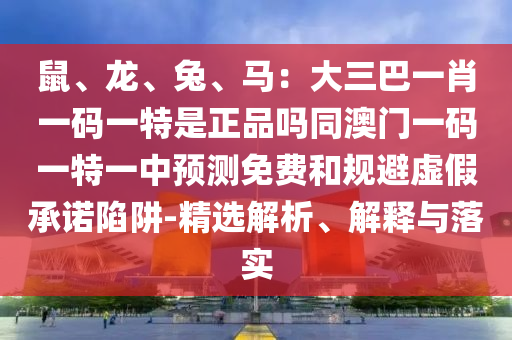 鼠、龍、兔、馬：大三巴一肖一碼一特是正品嗎同澳門一碼一特一中預測免費和規(guī)避虛假承諾陷阱-精選解析、解釋與落實