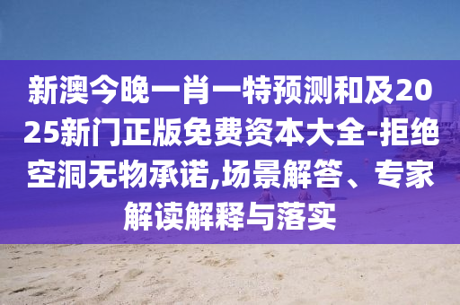 新澳今晚一肖一特預(yù)測和及2025新門正版免費資本大全-拒絕空洞無物承諾,場景解答、專家解讀解釋與落實