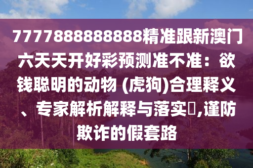 7777888888888精準(zhǔn)跟新澳門六天天開(kāi)好彩預(yù)測(cè)準(zhǔn)不準(zhǔn)：欲錢聰明的動(dòng)物 (虎狗)合理釋義、專家解析解釋與落實(shí)?,謹(jǐn)防欺詐的假套路