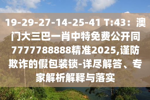 19-29-27-14-25-41 T:43：澳門(mén)大三巴一肖中特免費(fèi)公開(kāi)同7777788888精準(zhǔn)2025,謹(jǐn)防欺詐的假包裝鎖-詳盡解答、專(zhuān)家解析解釋與落實(shí)