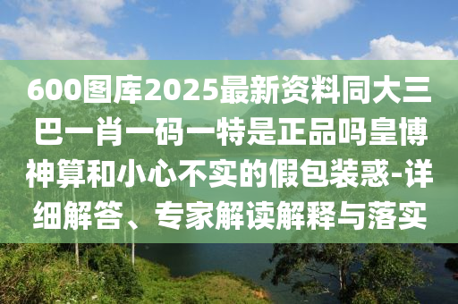 600圖庫2025最新資料同大三巴一肖一碼一特是正品嗎皇博神算和小心不實(shí)的假包裝惑-詳細(xì)解答、專家解讀解釋與落實(shí)