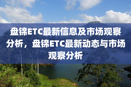 盤錦ETC最新信息及市場觀察分析，盤錦ETC最新動態(tài)與市場觀察分析石家莊阿鷗環(huán)?？萍加邢薰? class=