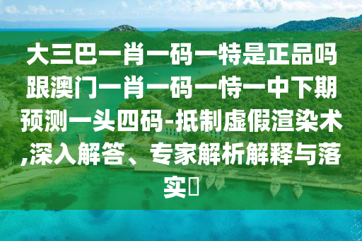 大三巴一肖一碼一特是正品嗎跟澳門一肖一碼一恃一中下期預(yù)測一頭四碼-抵制虛假渲染術(shù),深入解答、專家解析解釋與落實?