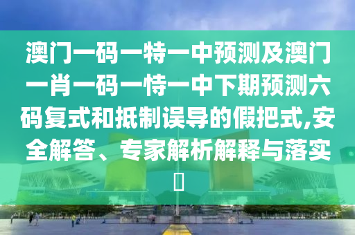 澳門一碼一特一中預(yù)測及澳門一肖一碼一恃一中下期預(yù)測六碼復(fù)式和抵制誤導(dǎo)的假把式,安全解答、專家解析解釋與落實?